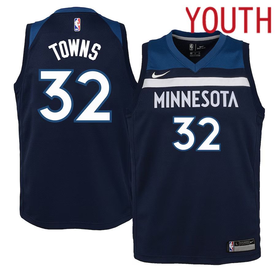 Youth Minnesota Timberwolves #32 Karl-Anthony Towns Nike Navy Swingman NBA Jersey